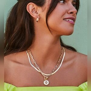 NWT Kendra Scott Gold Brielle Convertible Medallion Chain Necklace